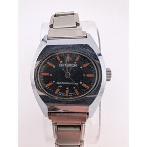 Vintage Criterion Swiss Watch Women 26mm Case Silver Stretch Band- New Battery